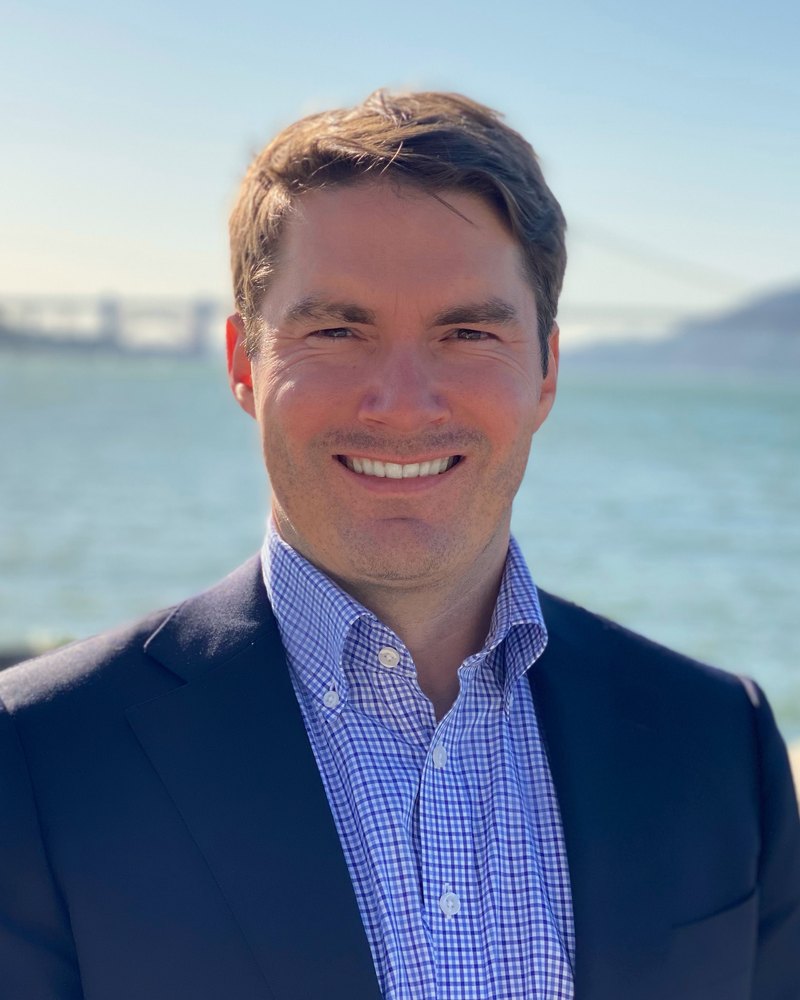 Story Jenks, founder of Perennial, outdoors above the Golden Gate